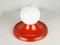 Small Red-Orange Aluminium & Opaline Glass Shade Light Ball Sconce by A. & P.G. Castiglioni for Flos & Arteluce, 1970s 4