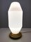 Lámpara de mesa Art Déco de vidrio blanco y roble, Italia, años 40, Imagen 5