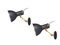 Mid-Century Adjustable Wall Lamps in Black Painted Aluminum and Brass, 1950s, Set of 2 1
