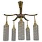 Mid-Century Modern Metal and Clear Glass 5-Light Chandelier, 1950s 1