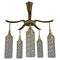 Mid-Century Modern Metal and Clear Glass 5-Light Chandelier, 1950s, Image 1