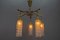 Mid-Century Modern Metal and Clear Glass 5-Light Chandelier, 1950s 8