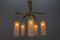 Mid-Century Modern Metal and Clear Glass 5-Light Chandelier, 1950s, Image 3