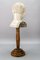 French White Washed Carved Wooden Sculptural Head on Pedestal, 1920s 5