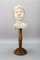 French White Washed Carved Wooden Sculptural Head on Pedestal, 1920s 2