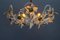 Weiße Blumen-Deckenlampe aus Metall & Glas im Hollywood Regency Stil, 1970er 11