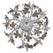 Weiße Blumen-Deckenlampe aus Metall & Glas im Hollywood Regency Stil, 1970er 1