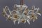Lámpara de techo con flores estilo Hollywood Regency de vidrio y metal blanco, años 70, Imagen 14