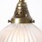 Lampe à Suspension Holophane Industrielle Vintage en Verre Prismatique Givré et Laiton, 1890s 5