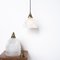 Vintage Industrial Holophane Frosted Prismatic Glass and Brass Pendant Light, 1890s 13