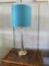 Tall Hollywood Regency Style Table Lamp with Turquoise Lampshade, 1980s 1