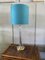 Tall Hollywood Regency Style Table Lamp with Turquoise Lampshade, 1980s, Image 1