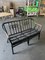 Vintage Black-Painted Rattan Bench 1