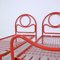 Single Beds in Red Enamel Iron, 1970s, Set of 2 5