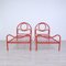 Single Beds in Red Enamel Iron, 1970s, Set of 2 1