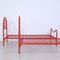 Single Beds in Red Enamel Iron, 1970s, Set of 2 8