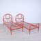 Single Beds in Red Enamel Iron, 1970s, Set of 2 3