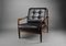 Mid-Century Danish Black Leather and Wood Lounge Chair by Grete Jalk, 1955 12