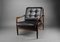 Mid-Century Danish Black Leather and Wood Lounge Chair by Grete Jalk, 1955, Image 12