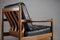 Mid-Century Danish Black Leather and Wood Lounge Chair by Grete Jalk, 1955, Image 2