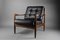 Fauteuil Mid-Century en Cuir Noir et Bois par Grete Jalk, Danemark, 1955 5