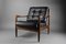 Mid-Century Danish Black Leather and Wood Lounge Chair by Grete Jalk, 1955, Image 5