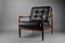 Mid-Century Danish Black Leather and Wood Lounge Chair by Grete Jalk, 1955, Image 9