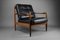 Mid-Century Danish Black Leather and Wood Lounge Chair by Grete Jalk, 1955 4