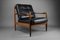 Mid-Century Danish Black Leather and Wood Lounge Chair by Grete Jalk, 1955, Image 4