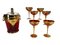 Copas de champán de Murano con cubo de champán de cristal de Murano, años 60. Juego de 7, Imagen 1