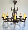 Gothic Wrought Iron Chandelier, 1950s 4