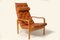 Easy Chair Marron en Cuir Vintage 1