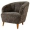 Art Deco Curved Sahara Lounge Chair in Shearling Sheepskin, Sweden, 1940s 1