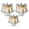 Lámparas de araña de pétalos blancos de cristal de Murano, años 90. Juego de 3, Imagen 1