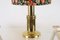 Mid-Century Messingfarbene Tischlampe mit Blumenmuster 7