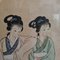 Geishas Watercolor on Silk, 1950s, Framed, Image 4