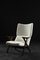 Mid-Century Norway Modern Teak & White Boucle Fabric High Lounge Chair, 1960s, Image 1