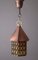 German Ritterburg Lamp Lantern with Grille Glass & Copper, 1950s, Image 1