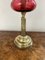 Large Antique Victorian Cranberry Glass and Brass Oil Lamp, 1880 4