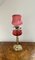 Large Antique Victorian Cranberry Glass and Brass Oil Lamp, 1880, Image 5