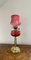 Large Antique Victorian Cranberry Glass and Brass Oil Lamp, 1880, Image 1