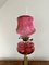 Grande Lampe à Huile Victorienne Antique en Verre Cranberry et Laiton, 1880 3