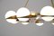 Vintage Italian Opaline Glass and Brass Chandelier with Ten Lights, Image 9