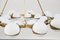 Vintage Italian Opaline Glass and Brass Chandelier with Ten Lights, Image 5