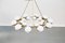 Vintage Italian Opaline Glass and Brass Chandelier with Ten Lights, Image 4