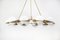 Vintage Italian Opaline Glass and Brass Chandelier with Ten Lights, Image 1