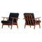 GE 240 Cigar Easy Chairs in Oak by Hans J. Wegner, 1950s, Set of 2 1