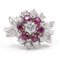 14 Karat White Gold Ring with Diamonds and Rubies, 1960s 1