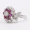 14 Karat White Gold Ring with Diamonds and Rubies, 1960s 3
