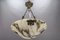 French Art Deco White and Black Veined Alabaster Pendant Light, 1920s 2